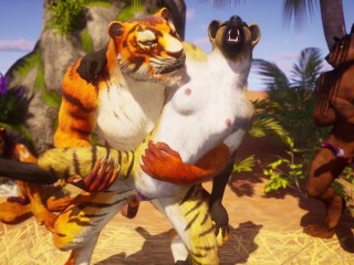 Sexy furry babe gets fucked by everyone until she squirts in Wild Life sex