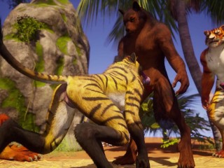 Sexy furry babe gets fucked by everyone until she squirts in Wild Life sex