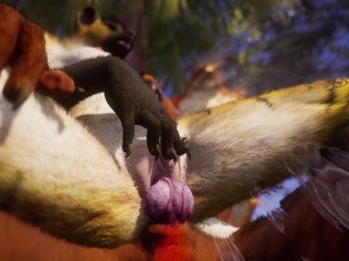 Sexy furry babe gets fucked by everyone until she squirts in Wild Life sex