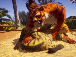 Sexy furry babe gets fucked by everyone until she squirts in Wild Life sex