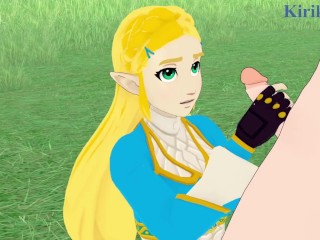 Princess Zelda and I have intense sex in the meadow. - The Legend of Zelda Breath of the Wild Hentai