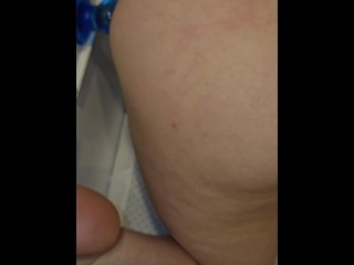 Short teaser. Thick slut fucks herself against the wall.