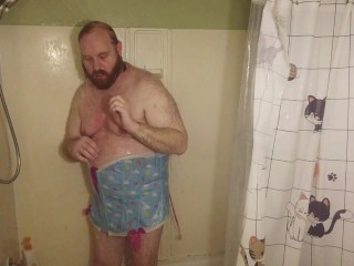 ABDL Adult Baby Diaper Lover Little Submissive Sissy Soaks Carebear Corset Getting Ready for Work HD