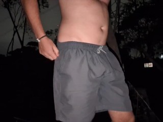 Masturbating in the woods at night