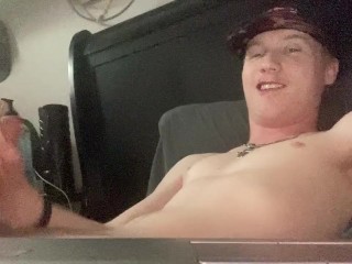 Hot Young Baby Blue eyed stud jerks his cock off to you while Moaning