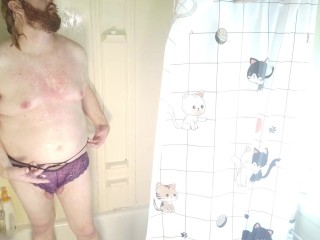 Sissy Submissive Slut Femboy Shows all Getting ready for work uses all the hot water until it's cold