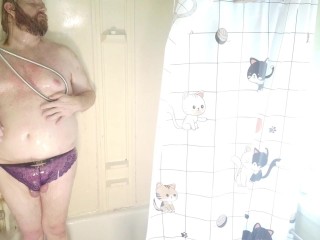 Sissy Submissive Slut Femboy Shows all Getting ready for work uses all the hot water until it's cold