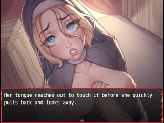 Harem In Another World [ HAREM Hentai Game ] Ep.10 nun FIRST BLOWJOB and facial !