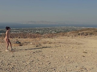 amateur voyeurs hike naked & get a blowjob with huge cumshot - little arden