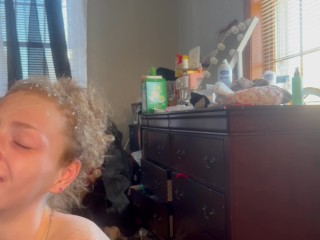 White whore Chelsey redd throat fucked takes doggystyle an nut on her face