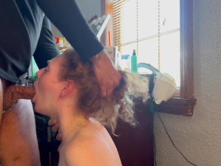 White whore Chelsey redd throat fucked takes doggystyle an nut on her face