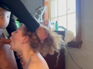 White whore Chelsey redd throat fucked takes doggystyle an nut on her face