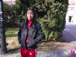 Tight and petite amateur Asian Latina Lore Hot meets her first big cock!