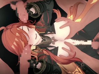 【原神】マーヴィカが複数人に乳揉まれ攻められる3Dエロアニメーション。(まーびかpart2。Genshin Mavuika gangbang.玛薇卡群交)