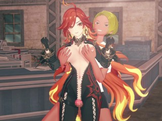 【原神 マーヴィカ】3Dエロアニメーション(背後乳揉み⇒手マン⇒手コキ⇒フェラ⇒セックス まーびか3 Genshin Impact Mavuika hentai sex.)