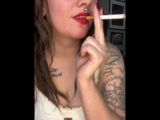 Smoking Marlboro Reds Wearing Red Lipstick - Full Vid On OF