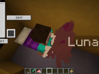 Uma Dragão Safada me Chupando, E Comendo o cu de uma abelha no Minecraft enquanto eu fodo uma kwaii