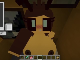 Uma Dragão Safada me Chupando, E Comendo o cu de uma abelha no Minecraft enquanto eu fodo uma kwaii