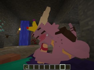 Uma Dragão Safada me Chupando, E Comendo o cu de uma abelha no Minecraft enquanto eu fodo uma kwaii