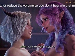 Hero cums on the Elf and Demon's tits