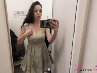 Hot girl try on in public dressing room masturbation