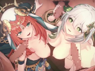 【原神 乱交セックス2】ナヒ―ダ,ニィロウが集団エッチする3Dエロアニメ動画(Nahida,Nilou group orgy sex2.)