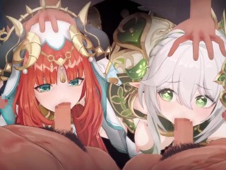【原神 乱交セックス2】ナヒ―ダ,ニィロウが集団エッチする3Dエロアニメ動画(Nahida,Nilou group orgy sex2.)