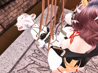 Beautiful submissive furry has Hogtied Orgasm