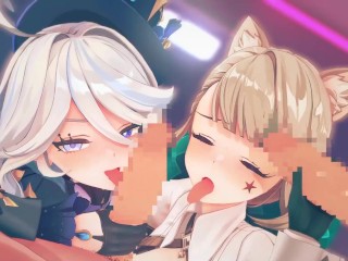 【原神 乱交セックス2】フリ―ナ,リネットが集団エッチする3Dエロアニメ動画(Furina,Lynette group orgy sex2.)