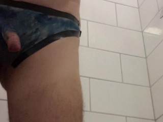 Amateur body art, light striptease and blue ass and cock