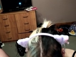 stunning peirced titts blonde close up blowjob POV