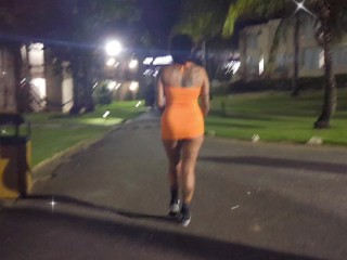 My Typical Date Night - would you take me out?? A quick PUBLIC PUSSY FLASH as we walk to dinner.