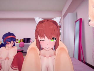 Futa Mita and Futa Monika male taker pov