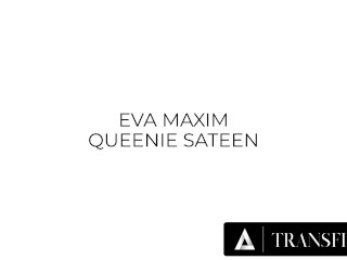 TRANSFIXED - Peeking Stacked Babysitter Eva Maxim Fucks Naughty Babe Queenie Sateen