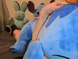 Intense orgasm on Stitch teddybear, ginding very hard until great Shooting Cum