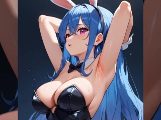 【変態アニメ】巨乳バニーガールの臭いムレムレの汗だくボディ・脇フェチ・匂いフェチ