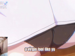 Big titted aunt gives blowjob to hentai virgin and he spits cum on her face!!