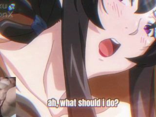 Big titted aunt gives blowjob to hentai virgin and he spits cum on her face!!