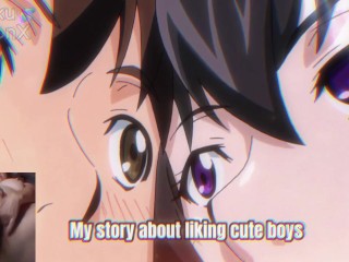 Big titted aunt gives blowjob to hentai virgin and he spits cum on her face!!