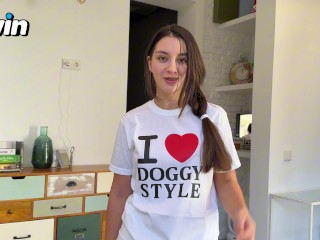 I Seduced My Step Sis When She Wearing "I Love Doggystyle" T-Shirt And Missionary Cum Inside Her!