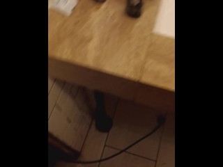 Standing digging out this toy, in the mirror; don't you wish it was you?u?