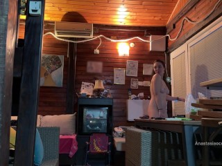 I met delivery guy naked. He asked me to touch my boobs and i let him to do it.