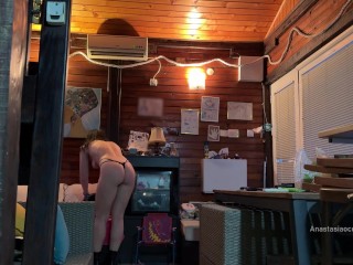 I met delivery guy naked. He asked me to touch my boobs and i let him to do it.