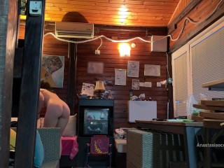 I met delivery guy naked. He asked me to touch my boobs and i let him to do it.