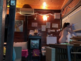 I met delivery guy naked. He asked me to touch my boobs and i let him to do it.