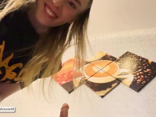 I sucked my school friend's dildo on the kitchen table