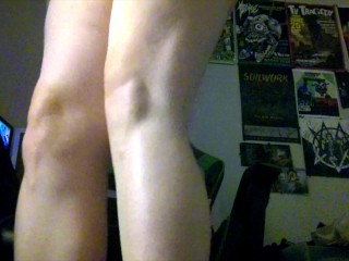 Plus size trans woman listens to punk and strokes her cock