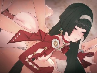 【ゼンレスゾーンゼロ】アストラ・ヤオが複数人に乳揉まれ攻められる3Dエロアニメーション。((あすとらやお) part2。ZZZ Astra Yao gangbang.耀嘉音群交)