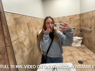 ALMOST CAUGHT SQUIRTING IN GROCERY STORE BATHROOM