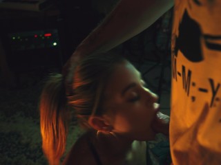 Swedish hot blonde Rosa Josefin gives amazing head in fishnets N.E.S.M.O.B commercial